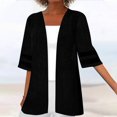 thumbnail image 2 of PENGXIANG Cardigan Ouvert pour Femmes Manches Courtes Cardigan Léger Chic Veste Décontractée d'Automne Hauts, 2 of 5