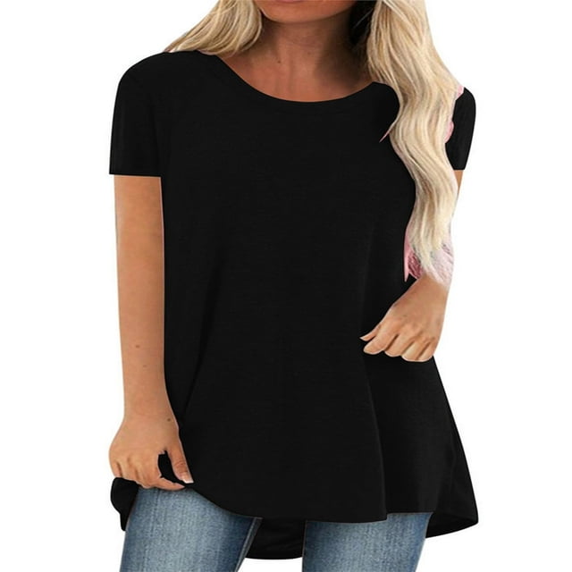 T-shirt à Manches Courtes pour Femmes, Grande Taille, Décontracté, Col en V, Tunique Ample