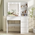 thumbnail image 1 of Vabches Coiffeuse avec 12 Lumières, Coiffeuse avec Miroir Éclairé, Commode à 4 Grands Tiroirs, 3 Modes d'Éclairage Luminosité Réglable, Moderne, Blanc, 1 of 8
