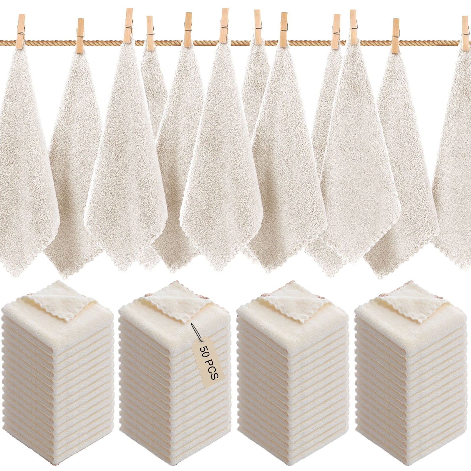 Soft 50 Bulk Bath Towels (11.8x11.8) - Bath Towels Washcloth Bulk - 50 Pieces Wholesale Pack - Quick Dry - Salon Towels Bulk, Spa Towels Bulk and Gym Towels