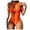 Orange, variant on Women Hollow Solid Color Halter Strap Sleeveless One-Piece Swimsuit, Suitable For Family Gatherings
