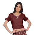 thumbnail image 3 of Moomaya Printed Two Piece Flared Skirt And Crop Top Rayon Ethnic Set For Girls, 3 of 6