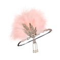 thumbnail image 2 of Headband 20s Theme Headwrap Female Rhinestone Beads Feather Headband Pink Feather, 2 of 8