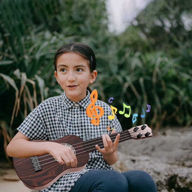 EGNMCR Kids Guitar Ukulele Beginner Musical Instrument 16 Inches With 4 Strings Mini Guitar For Skill Improving Kids Play Early Educational Pre School Children Toddler Children musical instruments
