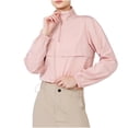 thumbnail image 1 of Timegard Hauts pour Femmes Col à Revers Fermeture Éclair Manches Longues Crop Top Cordon de Serrage Randonnée Plein Air Protection T-Shirt, 1 of 7