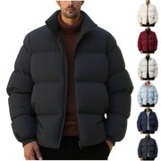 Sentmoon Winter Jacket for Men Mens Winter Coats Gifts for Women Men's Solid Color Stand Collar Jacket Long Sleeve Parkas with Zip Pockets Casual Warm Outerwear Blouse Fall and Winter