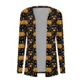 thumbnail image 4 of Women‘s Halloween Cardigan Sweater Skull Pumpkin Print Pattern Long Cardigans Sweater Coats Tops Ginger M, 4 of 5
