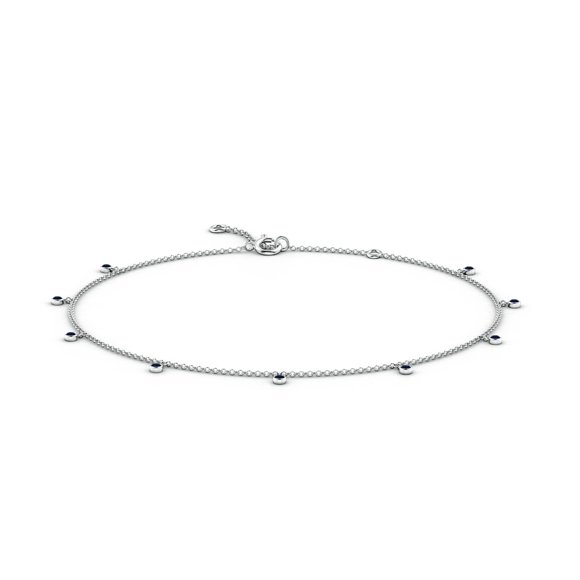 Angara Natural Bezel-Set Blue Sapphire Station Adjustable Charm Anklet for Women in 14K White Gold (Size: 1.7mm | Grade: A) | September Birthstone, Wedding, Anniversary, Jewellry Gift for Women