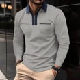 thumbnail image 1 of RXIRUCGD Hommes Couleur Unie Poche Manches Longues Col Rabattable Mode Chemise de Balle de Golf Hauts, Gris Foncé, Taille : S, 1 of 6