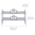 thumbnail image 3 of Mainstays Two-Tier Stackable Shoe Rack, Mesh Silver Shelves with Brown Wood Frame, Stackable, 3 of 9