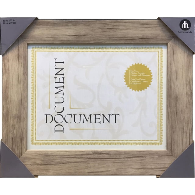 hometrends Lewis Cadre pour Documents avec Fini Bois Naturel, Conçu pour l'Affichage sur Table Ou au Mur Verticalement Ou Horizontalement, avec une Ouverture de 8,5 par 11 Pouces (21 par 27 cm) pour photos, Prix, Lettres et Diplômes, avec une Bordure Décorative Multicolore.