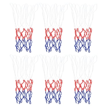 Unique Bargains Filet de Remplacement pour Panier de Basketball Mini en PP à 8 Boucles, Blanc Rouge Bleu, Lot de 6