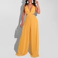 thumbnail image 2 of Womens Halter Neck Backless Loose Chiffon One-Piece Wide Leg Jumpsuit Overalls Full Length Long Pants Beach Boho Rompers, 2 of 7
