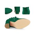 thumbnail image 3 of Unique Bargains Women's Ruffle Block High Heels Ankle Boots Emerald Green (Size 9), 3 of 8