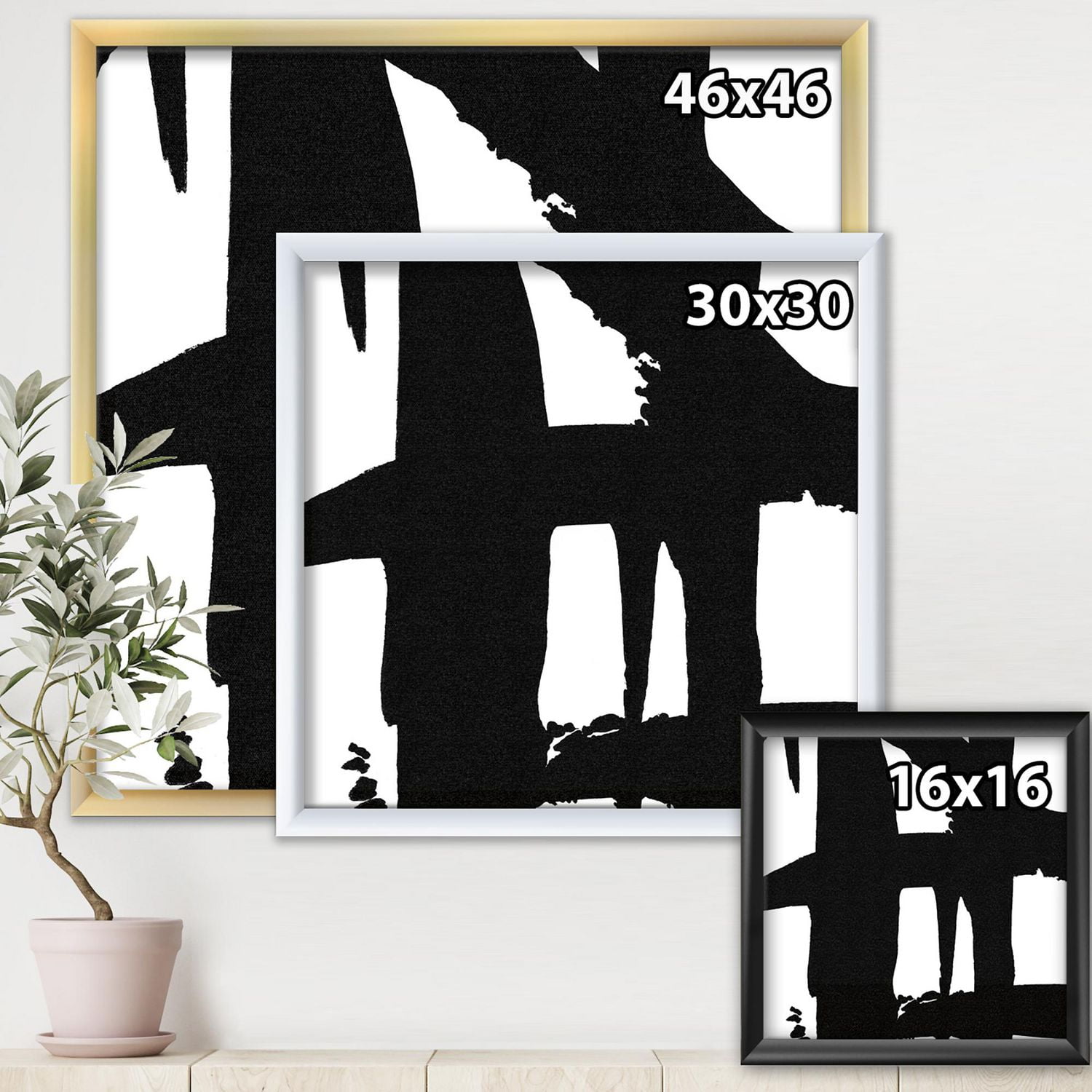 Designart Chemins croisés noir et blanc II Art mural encadr