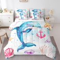thumbnail image 1 of YST Ensemble de Douillette Dauphin Thème Vie Marine, Polyester, Format Double (7 Pcs), 1 of 5