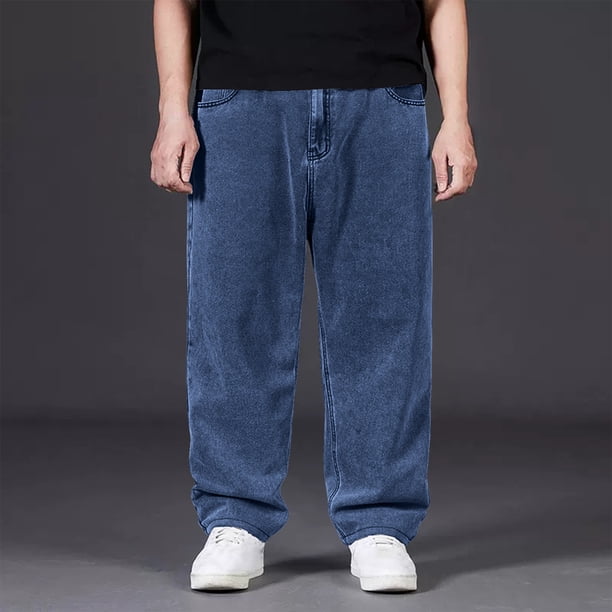 AnuYalue Baggy Hip Hop Jeans Mens Trendy Loose Fit Vintage