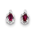 thumbnail image 1 of Sterling Silver Rhodié Créé Rubis & Diam. Boucles d'Oreilles QBE21JUL, 1 of 2