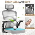 thumbnail image 3 of Ergonomic Mesh Office Chair – High Back, 4-Level Adjustable Lumbar, 2D Adjustable Headrest, Reverse-Up Arms, Heavy Duty Metal Base, Swivel Rolling Wheels – Home Office Task Chair, Grey, 3 of 7