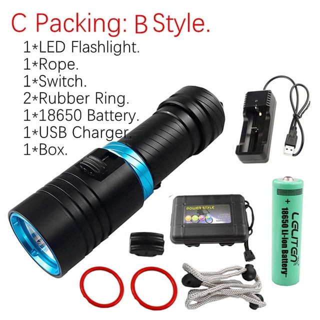 XML-L2 LED Sea Diving Submarine Yellow Light Waterproof Flashlight Marine Torch ,Powerful Illumination