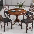 thumbnail image 2 of Costway Rustic Dining Table Wooden Dining Table with Round Tabletop & Curved Trestle Legs Walnut, 2 of 10