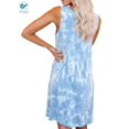 thumbnail image 4 of Deago Robe Courte Décontractée Teinture sur Nœuds pour Femme, Col Rond, Sans Manches, T-Shirt Ample, Débardeur d'Été, Robe de Plage (Bleu Clair, TG), 4 of 9