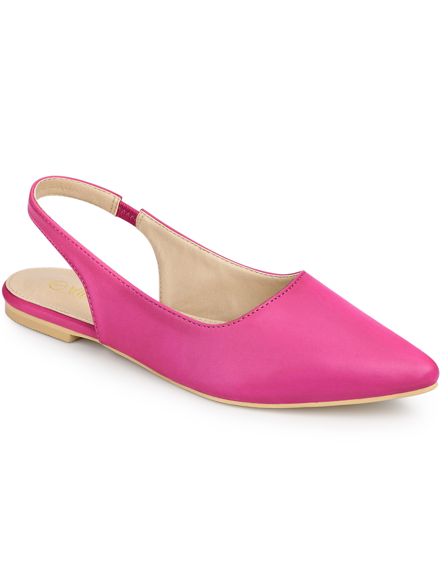 BLISSFUL STEP Chaussures pour Femmes de la Saint-Valentin à Bride Arrière à Bout Pointu Chaussures Plates Rose Vif 10