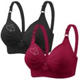 thumbnail image 2 of Bras for Women, 2PCS Womans Printing Gathered Together Large Size Daily Bra Underwear No Rims, 2 of 9