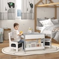 thumbnail image 2 of Qaba Ensemble de Table et Chaises pour Enfants 3 Pcs avec Plateau Réversible, Gris, 2 of 10