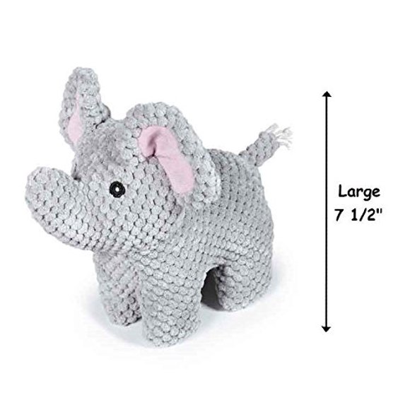 Pachyderm Jouets pour Chiens Pals Éléphant Rugissant Puce Sonore Velours Côtelé Peluche - Choisir la Taille(Grand - 7 1/2 Pouces)