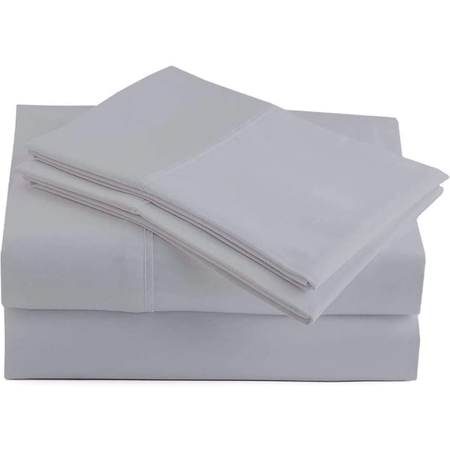 600 Thread Count 4 Piece Sheet Set 15 Inch Deep Pocket 100% Egyptian Cotton Color Silver Grey Solid Size Queen
