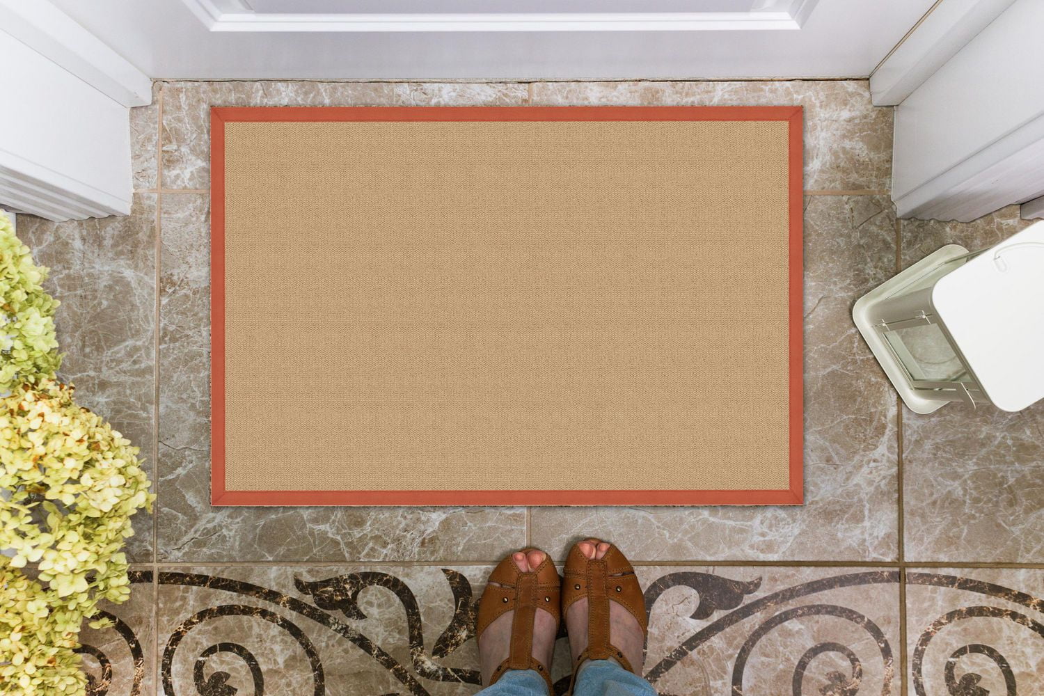 Tapis d'appoint Athena sisal et orange brûlé 1 pi 10 po x 2