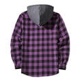 thumbnail image 3 of aohooy Plaid Mens Jacket - Stylish Casual Button Down Long Sleeve Fall Jackets Shacket with Pockets Purple,S, 3 of 3