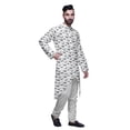 thumbnail image 2 of Atasi Kurta à Manches Longues Imprimé, Boutonné, Asymétrique, Kurta de Designer pour Garçons, 2 of 5