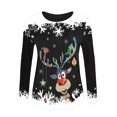 thumbnail image 4 of Hauts Grande Taille pour Femmes, Imprimé Décontracté de Noël, Manches Trois-Quarts, Col Rond, Blouses d'Été en Solde, 4 of 4