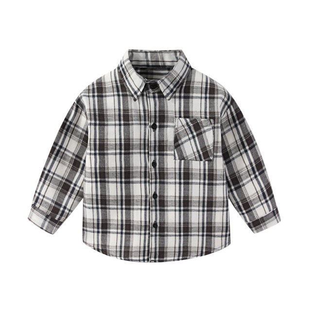 Tranfacy Chemises à Carreaux à Boutons pour Enfants à Manches Longues Col Rabattu Manteau d'Automne et Couche de Base