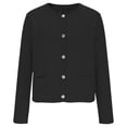 thumbnail image 4 of Women's Sweater Long Sleeve Round Neck Knitted Button Up Cardigan Solid Color for Casual,Long Cardigan Sweaters for Women, 4 of 6