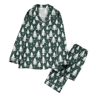 Diufon Womens Christmas Pajamas Set Graphic Printed Button Down Shirts and Pants Cozy Pjs Sets 2 Piece Loungewear