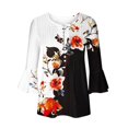 thumbnail image 4 of T-Shirt à Manches Courtes à Imprimé Floral Top Dames Beige L, 4 of 5