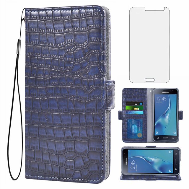 Case for Galaxy J7 2017, Pu Leather Cover, Mobile Phone Cover for Samsung Galaxy J7 2017, Wallet, Scratch-Resistant Magnetic Mobile Phone Pocket with Card Compartment, Blue