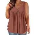 thumbnail image 1 of Dealovy Camisoles Grande Taille pour Femmes Décontractées Sans Manches à Encolure Dégagée avec Boutons Froncées de Couleur Unie Amples et Fluides, 1 of 5