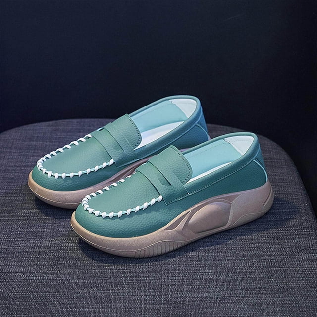 stanreset Chaussures Décontractées pour Femmes Confortables à Enfiler Souples pour l'Extérieur Confortables Semelle Épaisse Intérieur Extérieur Marche Vert 39