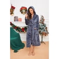 thumbnail image 4 of HEARTNICE Womens Hooded Fleece Robe, Long Fluffy Thick Warm Plush Bathrobe,(Dark Grey,L-XL), 4 of 6
