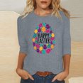 thumbnail image 1 of EGNMCR Easter T-Shirt Imprimé Graphique pour Femmes, Mode Décontractée de Noël, Col Rond, Manches 3/4, 1 of 4