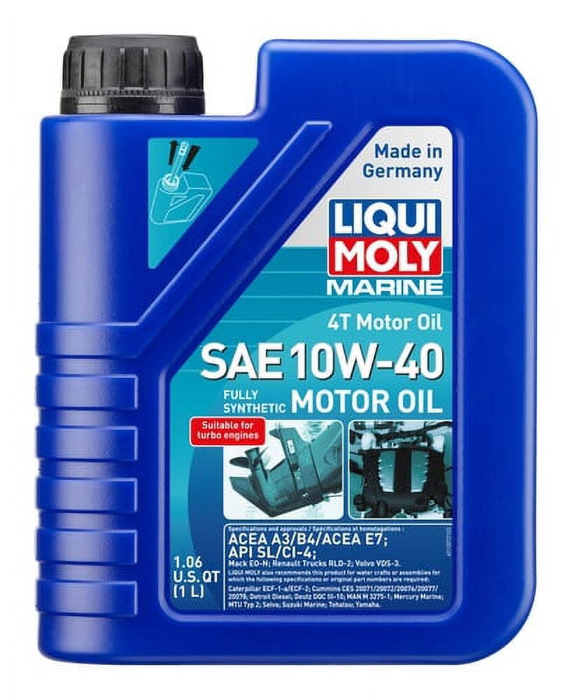Liqui Moly Oil 20506 Marine 4T; SAE 10W-40; Synthetic; 1 Liter Bottle; Single