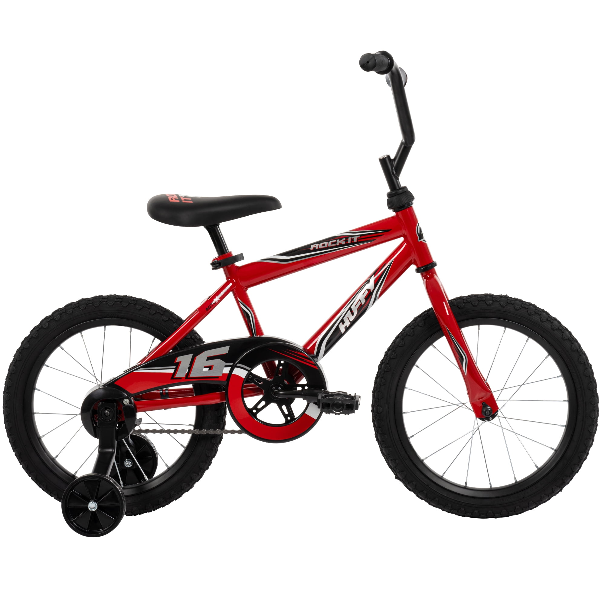Huffy Rock It 16” Boys Bike with Training Wheels and EZ Build Frame, Black