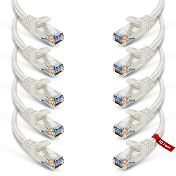 NewYork Cables - Cat6 Patch Cables UTP Pure Copper 4 Pair 10 GB Speed 10 Feet Snagless Cat 6 Patch Cords RJ45 Connector Ethernet Patch Cable