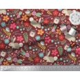 thumbnail image 2 of Soimoi Tissu Voile de Coton Floral, Tissu Imprimé Dessin Animé Rabbit & Porcupine 1 Yard 42 Pouces de Large, 2 of 4