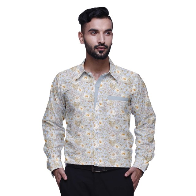 BESTMAN Chemise Décontractée Imprimée pour Hommes Coupe Ajustée à Boutons Manches Longues
