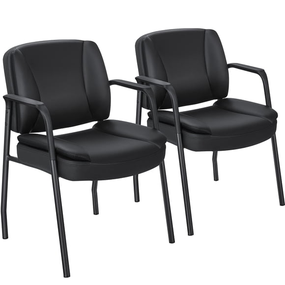 Homall Chaises de Réception de Bureau Chaise d'Appoint pour Salle d'Attente avec Accoudoirs Doux Ensemble de 2, Noir